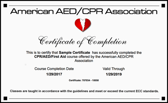 CPR/AED/First-Aid Certificate