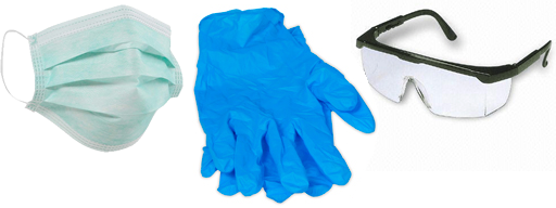 Your first aid kit should include personal protective equipment (PPE) such as disposable gloves and goggles.