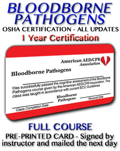 OSHA Bloodborne Pathogens - Pre-printed card