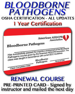 OSHA Bloodborne Pathogens Renewal - Pre-printed card